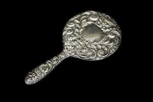 English sterling silver mounted dressing table brush and mirror - 3
