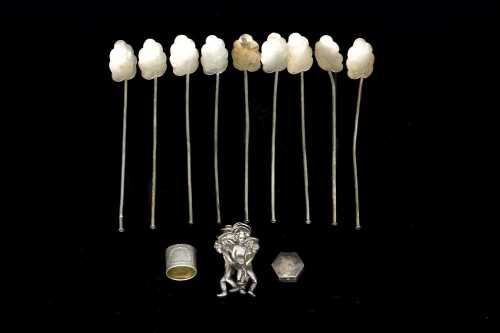 Group of silver pieces including Julep spoon straws