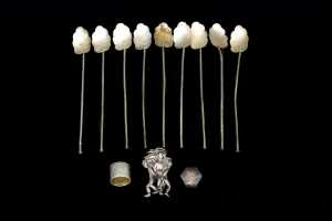 Group of silver pieces including Julep spoon straws
