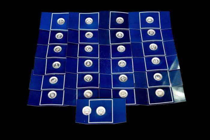 Set of 26 Franklin Mint The Floral Alphabet sterling silver miniature plate collection