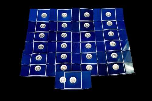 Set of 26 Franklin Mint The Floral Alphabet sterling silver miniature plate collection