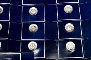 Set of 26 Franklin Mint The Floral Alphabet sterling silver miniature plate collection - 5