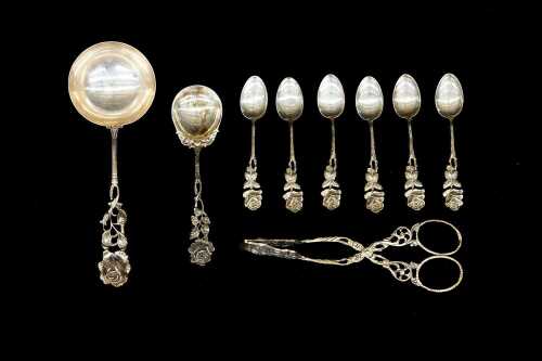 Group of Hildeshiem Rose German 835 silver cutlery, weight 113g