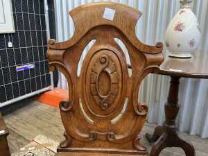 Pair of Victorian oak hall chairs - 2