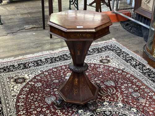 Victorian rosewood marquetry sewing table