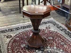 Victorian rosewood marquetry sewing table