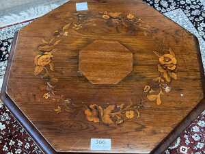 Victorian rosewood marquetry sewing table - 2