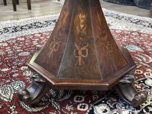 Victorian rosewood marquetry sewing table - 4