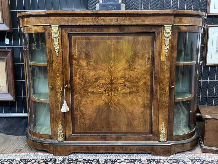 Victorian burr walnut parlour cabinet