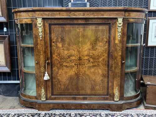 Victorian burr walnut parlour cabinet