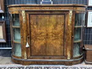 Victorian burr walnut parlour cabinet