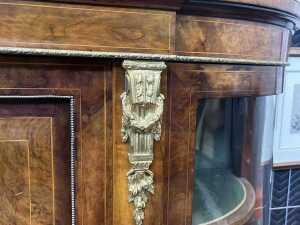 Victorian burr walnut parlour cabinet - 5
