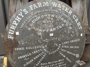 Furphy water cart tank front with tap and stand - 2