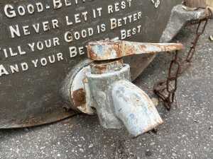 Furphy water cart tank front with tap and stand - 4