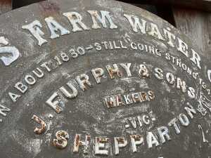 Furphy water cart tank front with tap and stand - 5