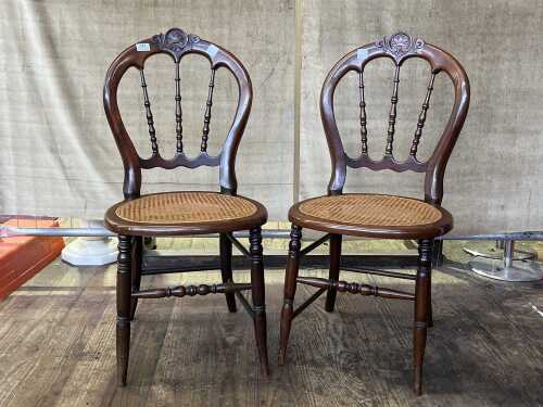 Pair of antique walnut occasional chairs