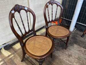 Pair of antique walnut occasional chairs - 2
