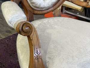 Victorian walnut ladies and gents parlour chairs - 5
