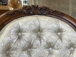 Victorian walnut ladies and gents parlour chairs - 6