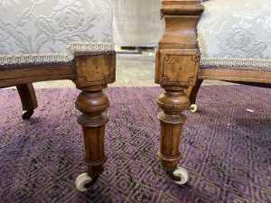 Victorian walnut ladies and gents parlour chairs - 7