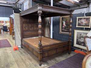 Jacobean style oak tester or four poster bed