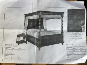 Jacobean style oak tester or four poster bed - 8