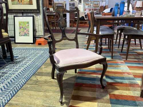 Antique Sheraton Revival inlaid mahogany occasional armchair