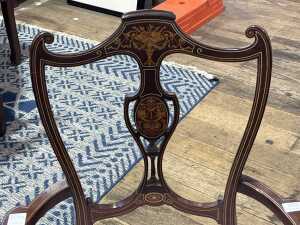 Antique Sheraton Revival inlaid mahogany occasional armchair - 2