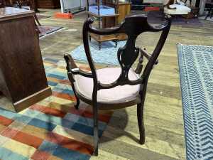 Antique Sheraton Revival inlaid mahogany occasional armchair - 4