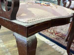 Antique Sheraton Revival inlaid and carved mahogany occasional armchair - 5