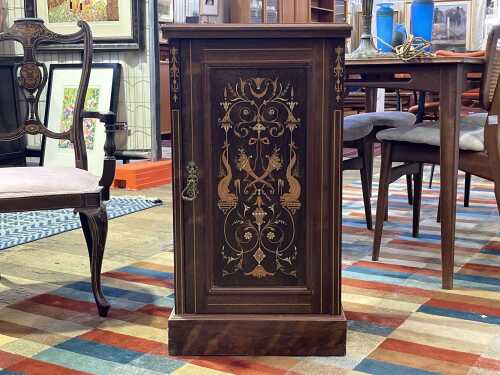 Sheraton Revival inlaid rosewood bedside cabinet