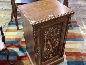 Sheraton Revival inlaid rosewood bedside cabinet - 2