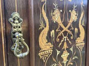 Sheraton Revival inlaid rosewood bedside cabinet - 5