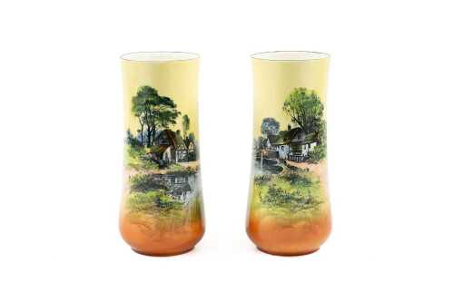 Two vintage Royal Doulton Countryside porcelain vases