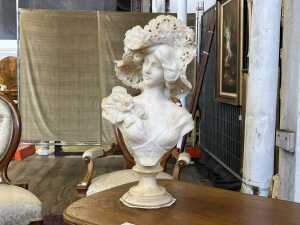 Adolfo Cipriani (1857-1941), antique Italian marble bust of a young woman