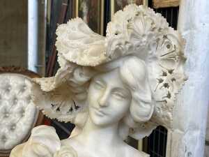 Adolfo Cipriani (1857-1941), antique Italian marble bust of a young woman - 2
