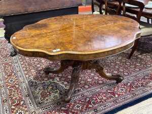 Victorian burr walnut loo table