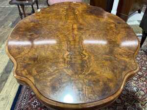 Victorian burr walnut loo table - 2