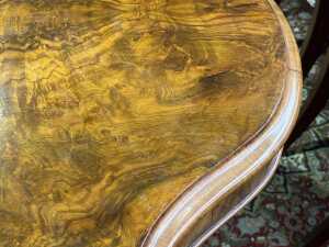 Victorian burr walnut loo table - 4