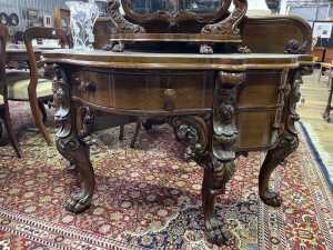 Victorian elm dressing table with matching mirror - 3