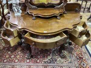 Victorian elm dressing table with matching mirror - 4