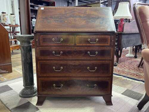 George III Sheraton period flame mahogany bureau