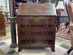 George III Sheraton period flame mahogany bureau