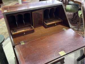 George III Sheraton period flame mahogany bureau - 3