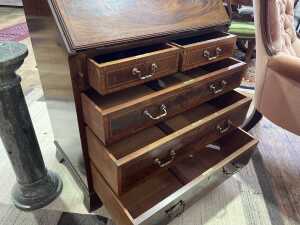 George III Sheraton period flame mahogany bureau - 5