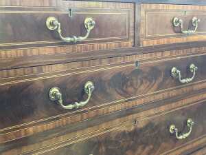 George III Sheraton period flame mahogany bureau - 7