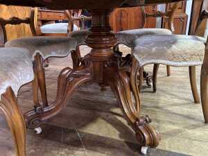 Victorian walnut seven piece loo or dining suite - 4