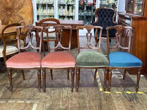 Set of four antique walnut dining chairs