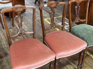 Set of four antique walnut dining chairs - 2