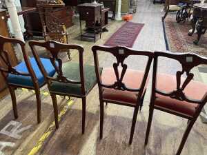 Set of four antique walnut dining chairs - 4
